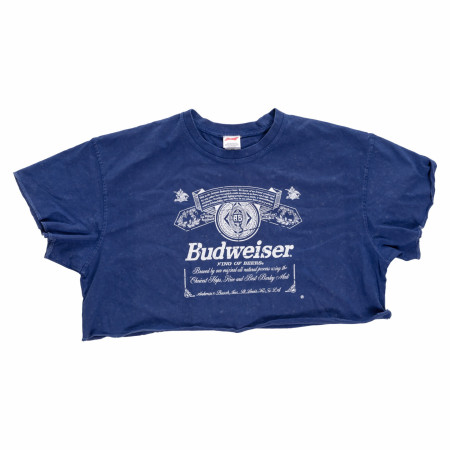 Budweiser Midnight Blue and White Beer Label Cropped Ladies Shirt