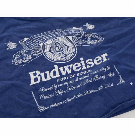 Budweiser Midnight Blue and White Beer Label Cropped Ladies Shirt