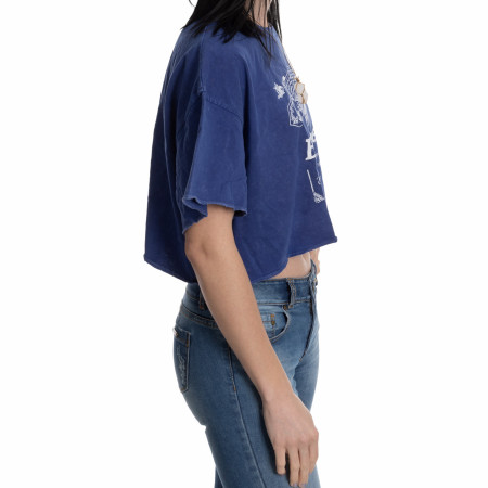 Budweiser Midnight Blue and White Beer Label Cropped Ladies Shirt