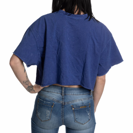 Budweiser Midnight Blue and White Beer Label Cropped Ladies Shirt