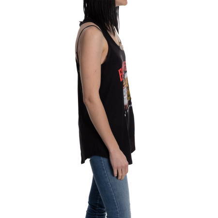 Budweiser King of Beers Bottle and Can on Black Ladies Tank Top