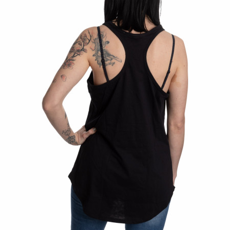 Budweiser King of Beers Bottle and Can on Black Ladies Tank Top