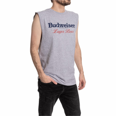 Budweiser Lager Beer Front and Back Print Mens Sleeveless T-Shirt