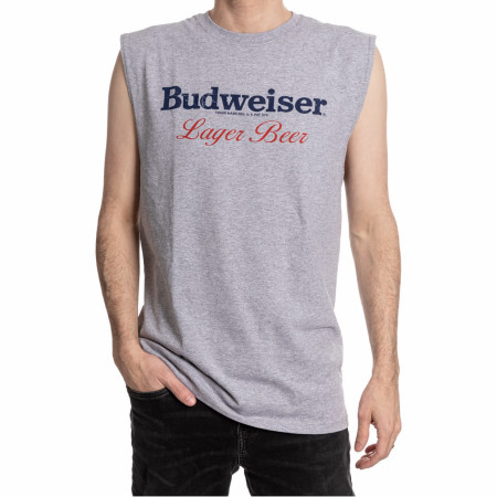 Budweiser Lager Beer Front and Back Print Mens Sleeveless T-Shirt