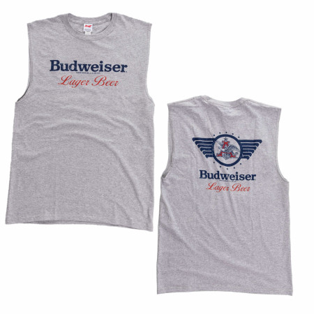 Budweiser Lager Beer Front and Back Print Mens Sleeveless T-Shirt