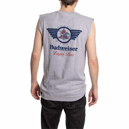 Budweiser Lager Beer Front and Back Print Mens Sleeveless T-Shirt