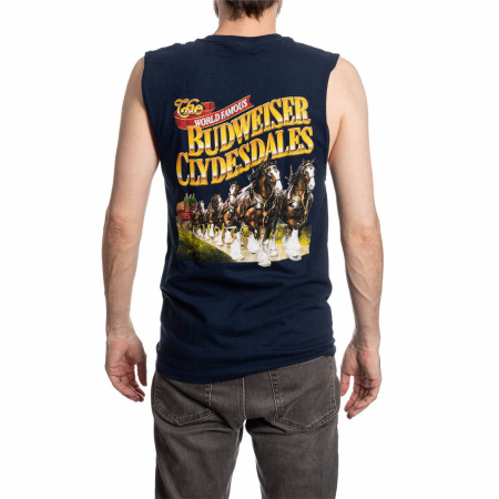 Budweiser Clydesdales Front and Back Print Mens Sleeveless Shirt