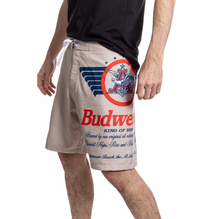 Budweiser King of Beers Vintage Logo Swim Board Shorts