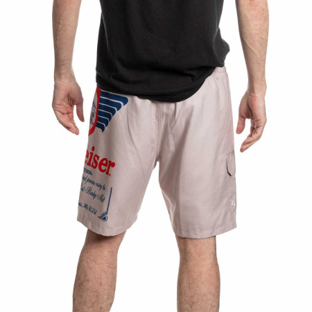 Budweiser King of Beers Vintage Logo Swim Board Shorts