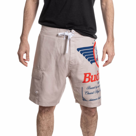 Budweiser King of Beers Vintage Logo Swim Board Shorts