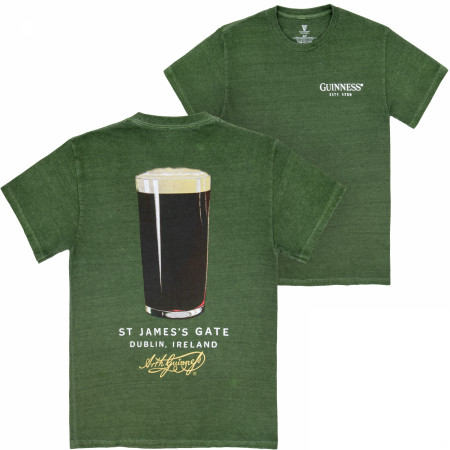Guinness St James Gate - Green Pigment Dye Premium Front & Back Print T-Shirt