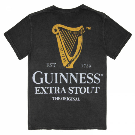 Guinness Extra Stout Harp Front & Back Print Black Pigment Dye Premium T-Shirt