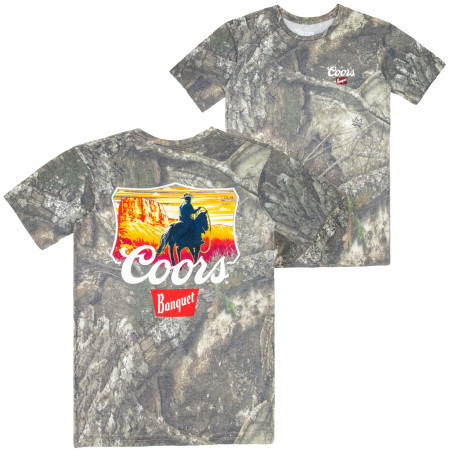 Coors Camo Cowboy Front and Back Print T-Shirt