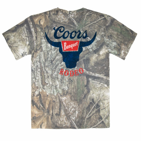 Coors Camo Rodeo Longhorn Front and Back Print T-Shirt
