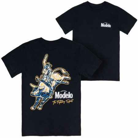 Modelo Bull Rider Front and Back Print T-Shirt
