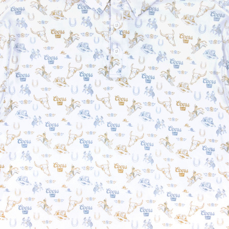 Coors Banquet Rodeo Pattern Polo Shirt