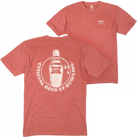 Miller High Life Official Beer of Bowling Front and Back Print T-Shirt