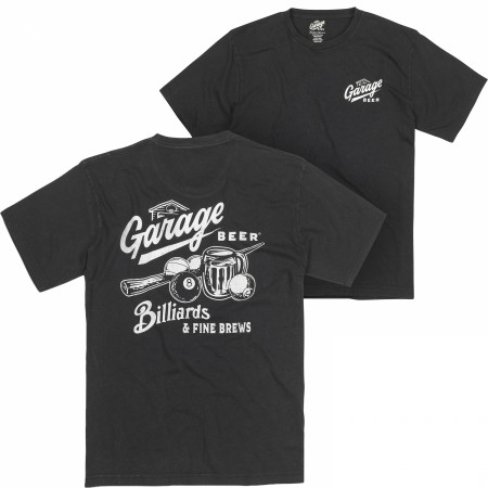 Garage Beer Billiards & Fine Brews Front and Back Print T-Shirt