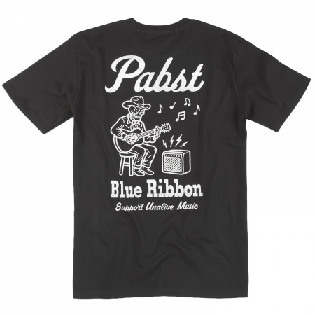 Pabst Blue Ribbon Unalive Music Front and Back Print T-Shirt