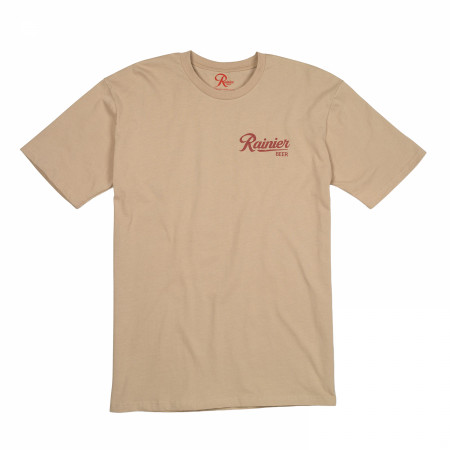 Rainier Beer Sasquatch Backpacking Front and Back Print T-Shirt