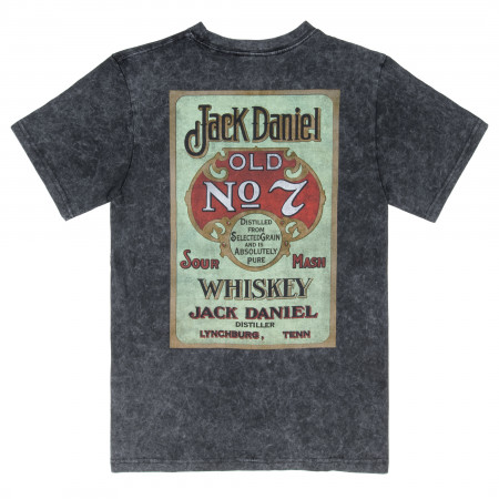 Jack Daniels Vintage Label Mineral Wash Front & Back Print T-shirt