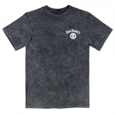 Jack Daniels Vintage Label Mineral Wash Front & Back Print T-shirt