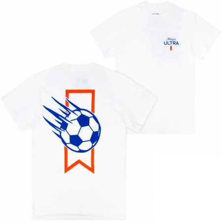 Michelob Ultra Soccer Logo White Colorway Front & Back Print T-Shirt