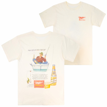 Miller High Life Fishing Stern Vintage Ad Front and Back T-Shirt