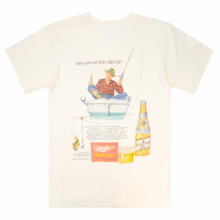 Miller High Life Fishing Stern Vintage Ad Front and Back T-Shirt