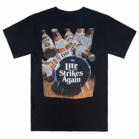 Miller Lite Strikes Again Vintage Bowling Ad Front and Back T-Shirt