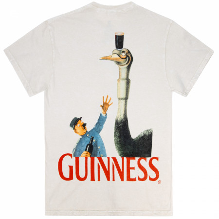 Guinness Ostrich Vintage Gilroy Ad Front Back Print Premium Wash T-Shirt