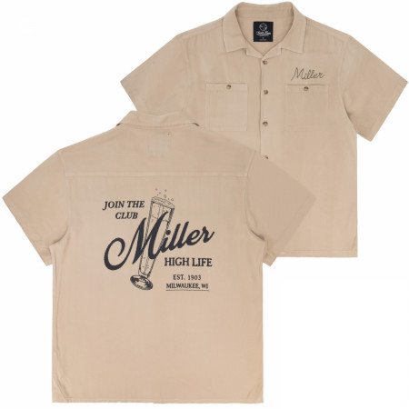 Miller High Life Join the Club Button Down Pocket Embroidered Woven Shirt by Junk Food