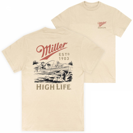 Miller High Life Lake Fishing Front Back T-Shirt