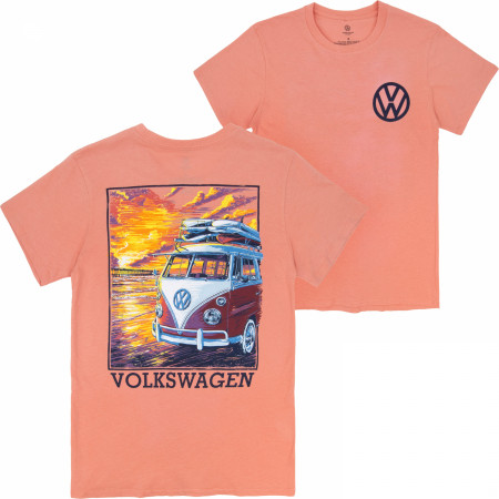 Volkswagen Van at Sunset Front and Back Print T-Shirt