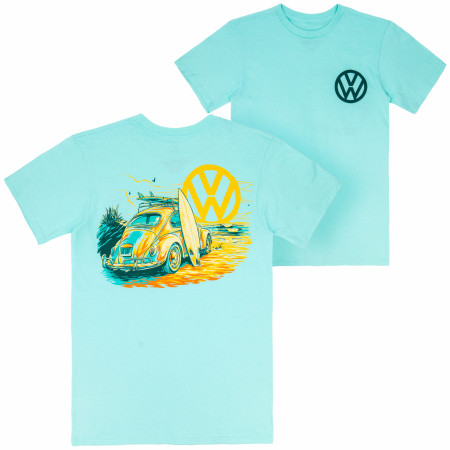Volkswagen Bug at Sunset Front and Back Print T-Shirt