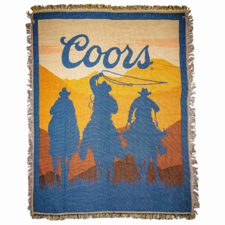 Coors Banquet Riding at Sunset Jacquard Blanket