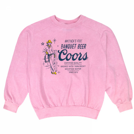Coors Cowgirl Fine Banquet Beer Women's Mineral Wash Long Sleeve Shirt