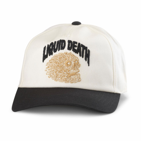 Liquid Death Embroidered Skull on White Twill Hat