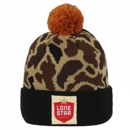 Lone Star Beer Logo Camo Pom Beanie