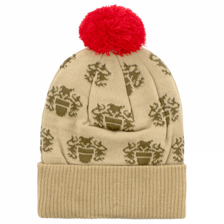 Old Milwaukee Logo Pattern Pom Beanie