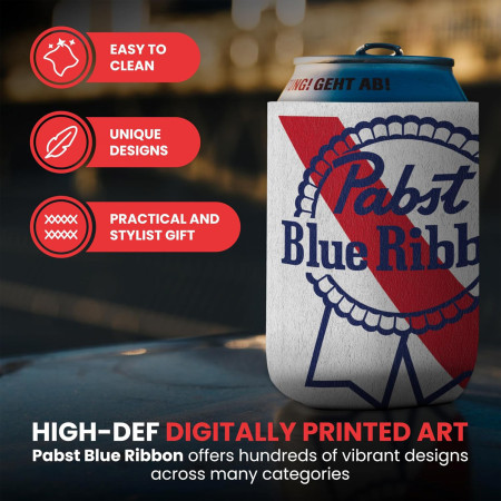 Pabst Blue Ribbon Lined Logo Can Cooler