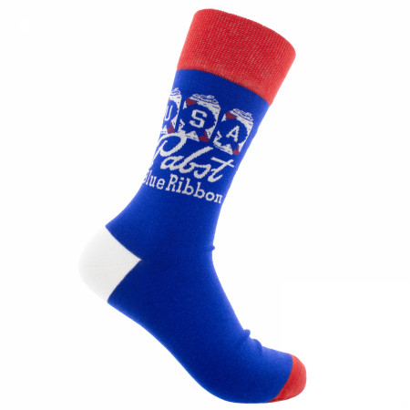 Pabst Blue Ribbon USA Cans Crew Socks