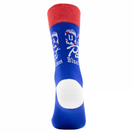 Pabst Blue Ribbon USA Cans Crew Socks