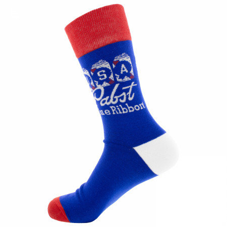 Pabst Blue Ribbon USA Cans Crew Socks