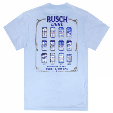 Busch Light Evolution of Cans Blue Front & Back Print T-Shirt