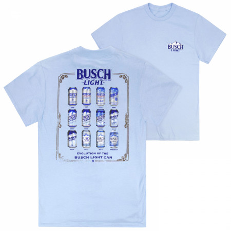 Busch Light Evolution of Cans Blue Front & Back Print T-Shirt
