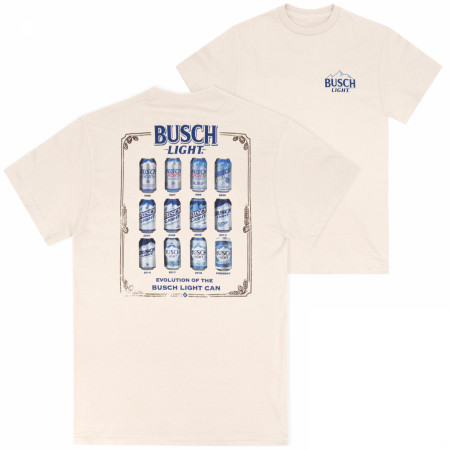 Busch Light Evolution of Cans Natural Front & Back Print T-Shirt