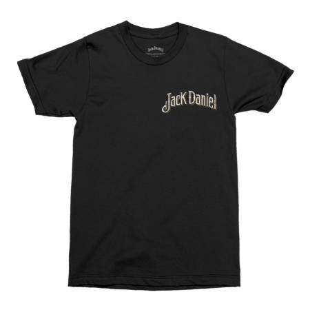 Jack Daniels Vintage Old No. 7 Label Distressed Front & Back Print T-Shirt