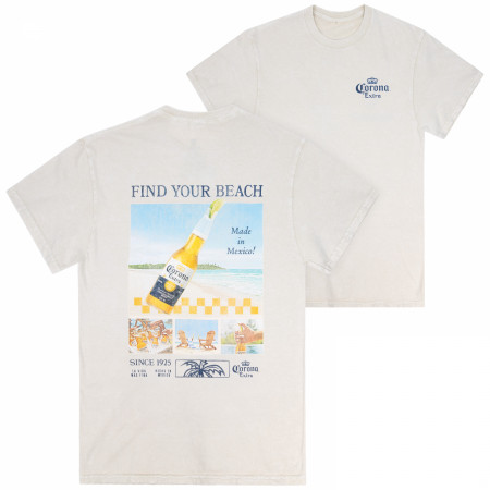 Corona Find Your Beach Montage Front Back Print T-Shirt