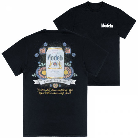 Modelo Especial Golden Pilsner Fiesta Can Front Back Print T-Shirt
